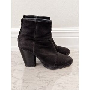 Rag & Bone Newbury Black Suede Ankle Boots Block Heel Size 9